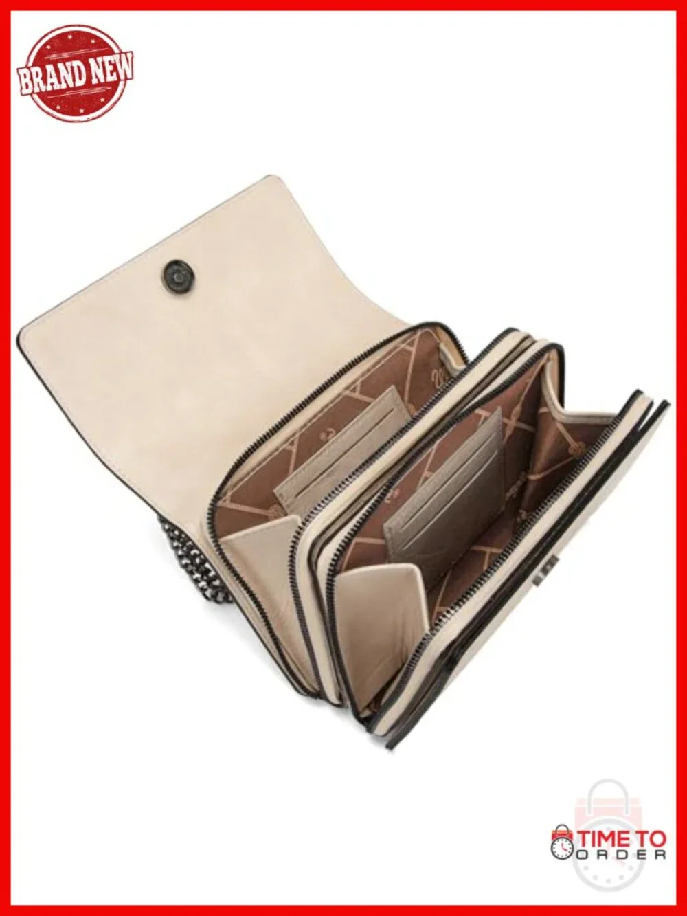 Vegan Leather Flap Crossbody Purse with Chain Strap Shoulder Bag
